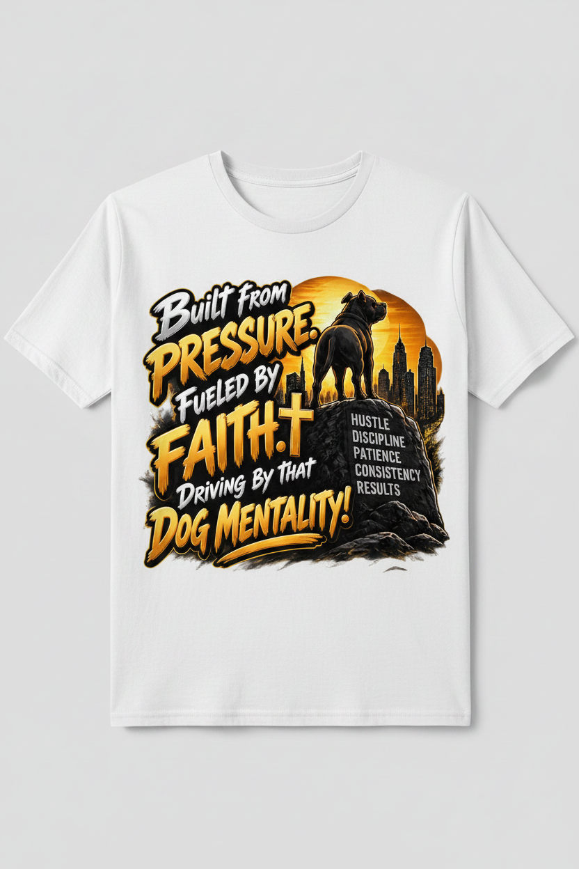 Built From Pressure Dog Mentality White T-Shirt